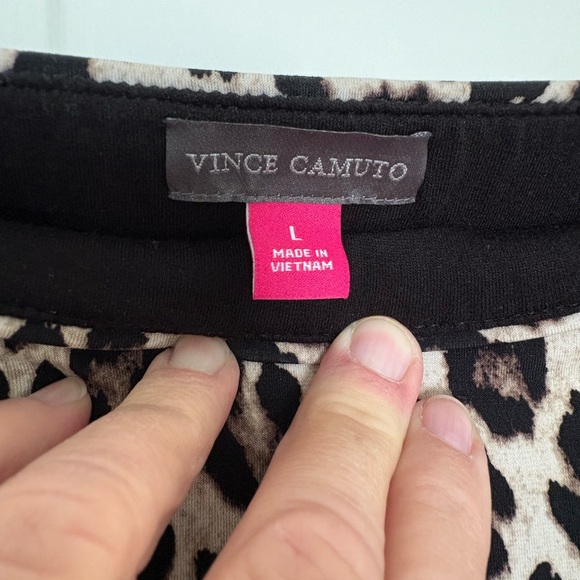 Vince Camuto Leopard Print Midi Skirt in Beige and Black - Picture 2 of 5